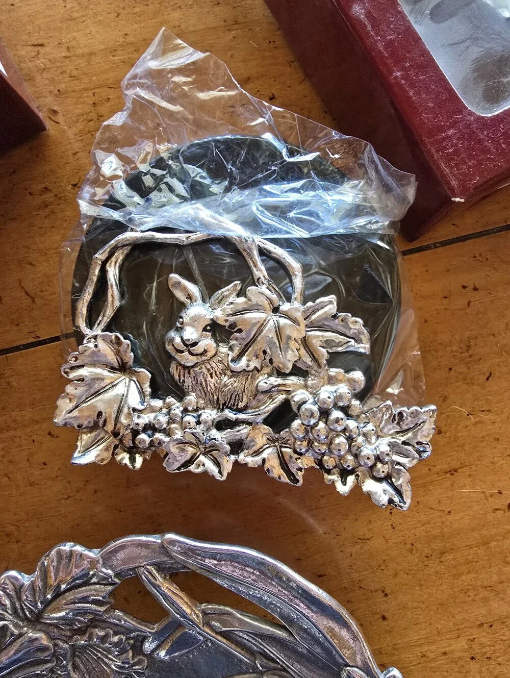 Vintage 1990s New Arthur Court Pewter Rabbit Theme Bowl, Coaster & Candle Snuff